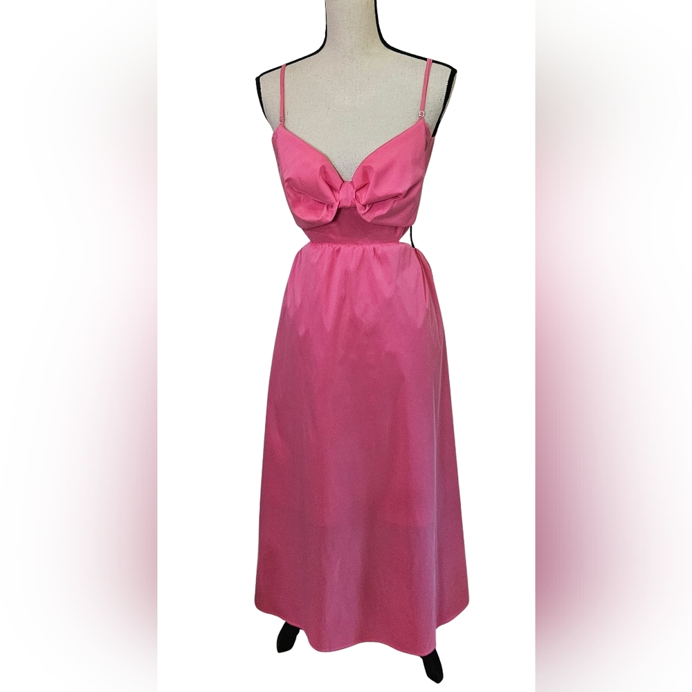 J.Crew Pink Bow-Front Midaxi Dress With Cut-Out Smocked Back,Size 18,NWT - Picture 12 of 16